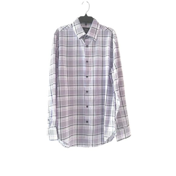 WRK 4-Way Stretch Pink Check Dress Shirt Size 15 Long Sleeve Modern Fit - Picture 2 of 6